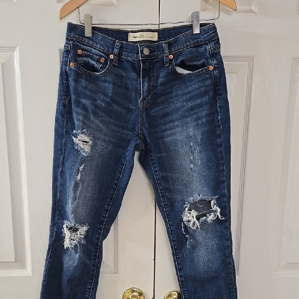 GAP Blue Straight Leg Jeans Distressed Style